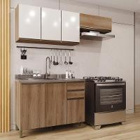 Cozinha Modulada Dinamarca 3 Peças Com Balcão 120cm Castani Sem Tampo - Indékes Castani - 2