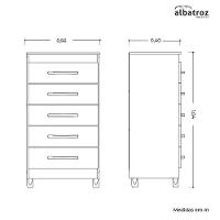 Cômoda Esmeralda 5 Gavetas Branco-titanium - Móveis Albatroz Branco-titanium - 5