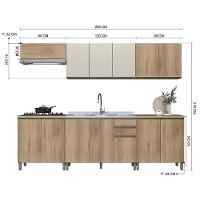 Cozinha Modulada Dinamarca 6 Peças Castani Com Aéreo 120cm Com Vidro Off White - Indékes Castani - 4