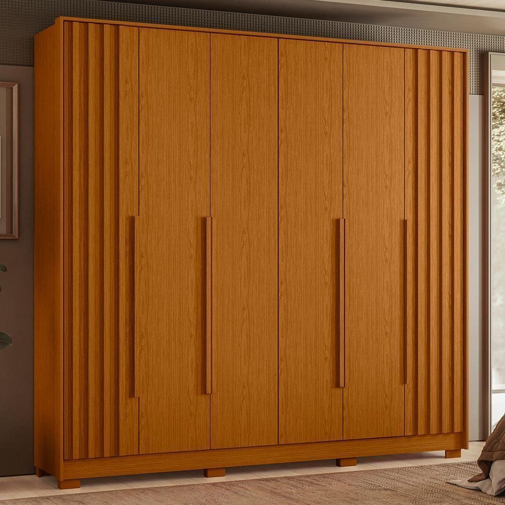 Guarda Roupa Casal Deville Ripado 6 Portas Cinamomo - Móveis Albatroz Cinamomo - 2