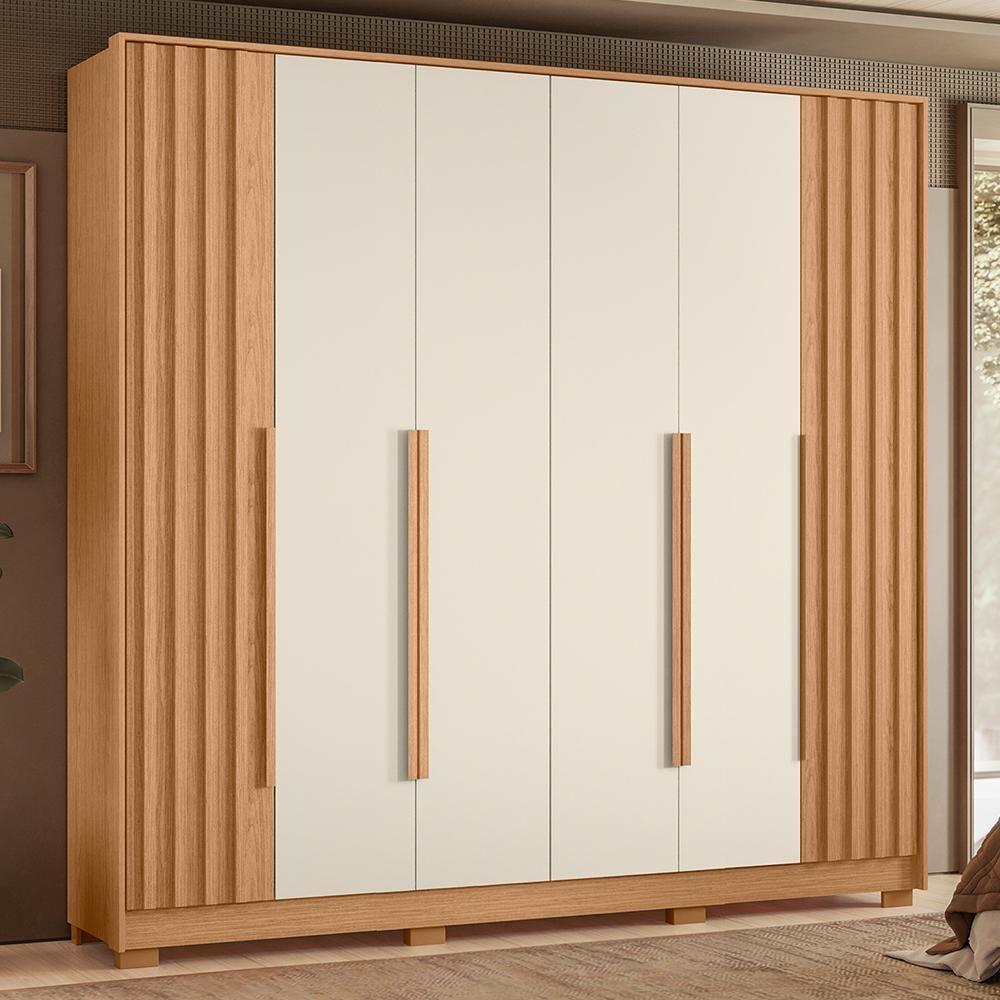 Guarda Roupa Casal Deville Ripado 6 Portas Freijó-off White - Móveis Albatroz Freijó-off White - 2