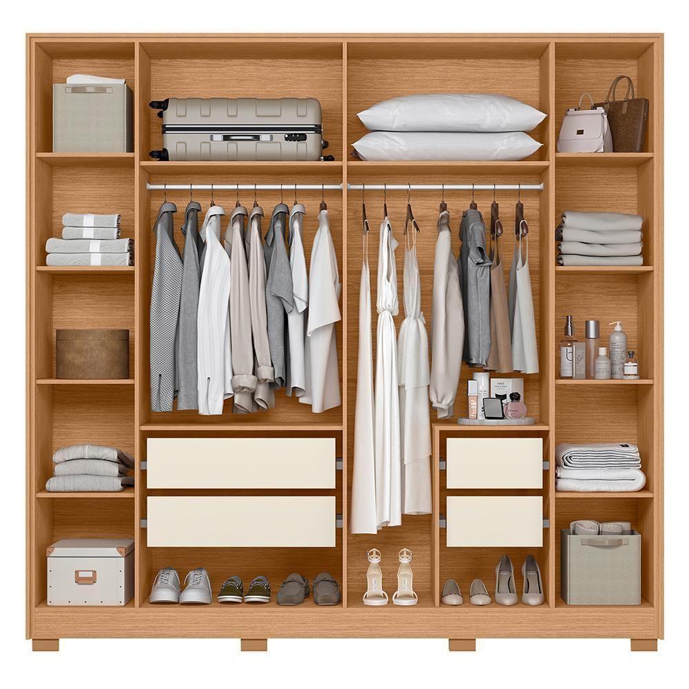 Guarda Roupa Casal Deville Ripado 6 Portas Freijó-off White - Móveis Albatroz Freijó-off White - 3