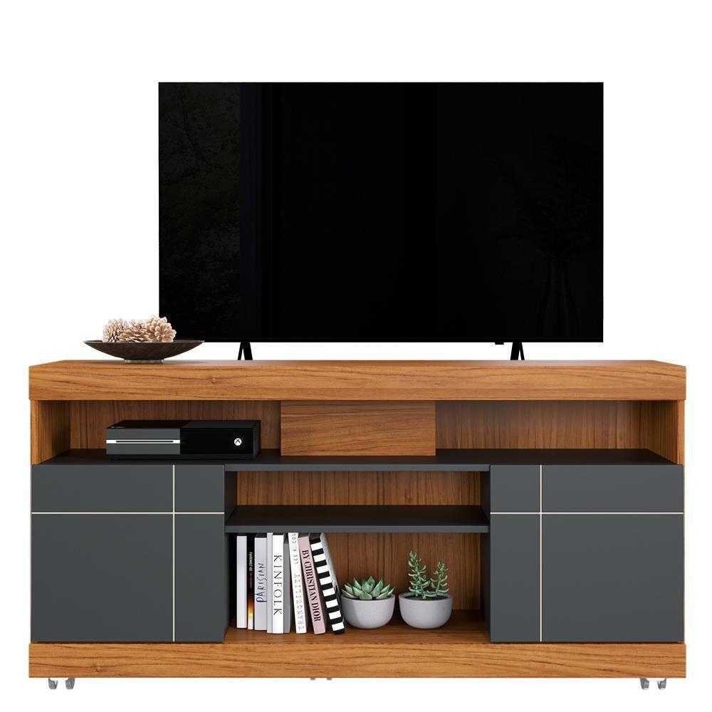Rack Bancada Yara Noce Milano-preto Fosco Para Tv Até 47? - Colibri Noce Milano-preto Fosco - 1