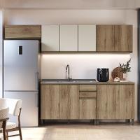 Cozinha Modulada Dinamarca 5 Peças Com Balcão 120cm Castani Sem Tampo - Indékes Castani - 2