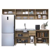 Cozinha Modulada Dinamarca 5 Peças Com Balcão 120cm Castani Sem Tampo - Indékes Castani - 3