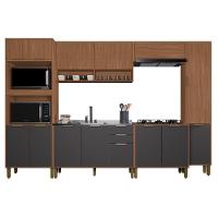 Cozinha Modulada Toronto 6 Peças Com Torre Quente 2 Fornos Freijó-chumbo - Indékes Freijó-chumbo - 1