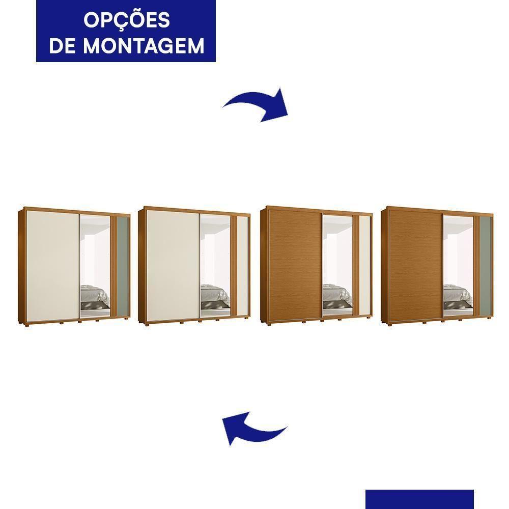 Guarda Roupa Casal Acácia 2 Portas Deslizantes Flex Cinamomo-sálvia Com Espelho - Móveis Albatroz Cinamomo-sálvia - 5