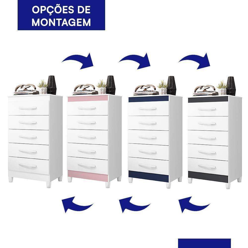 Cômoda Esmeralda 5 Gavetas Branco - Móveis Albatroz Branco - 3