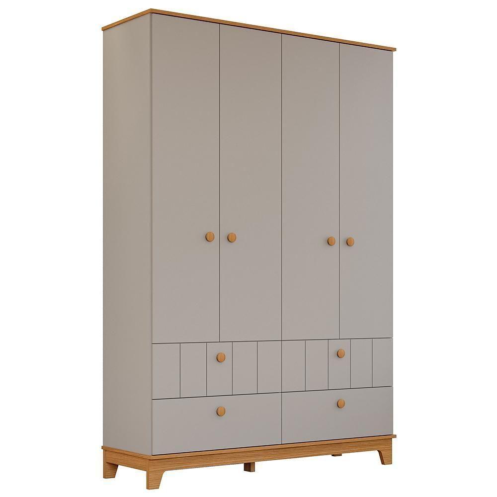 Guarda Roupa Infantil Biscoito 4 Portas E 4 Gavetas Fendi-nature - Permóbili Baby Fendi-nature - 1