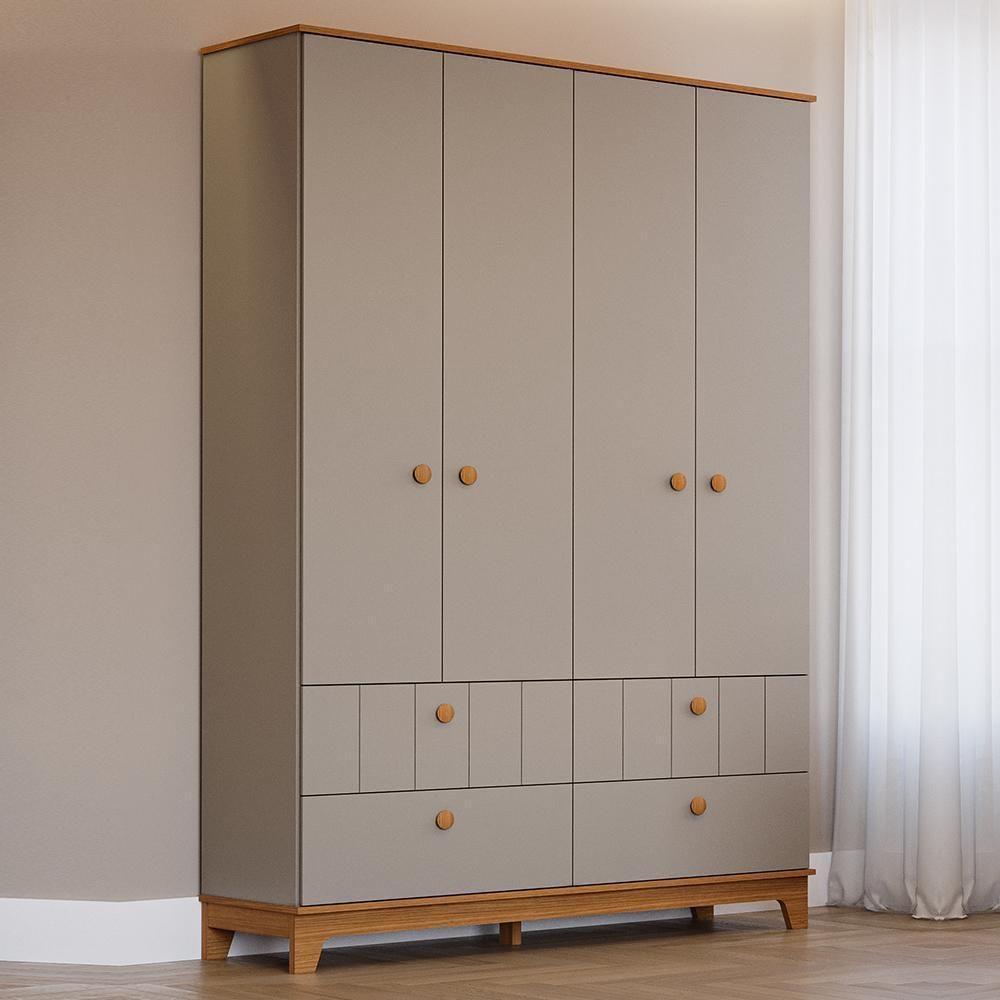 Guarda Roupa Infantil Biscoito 4 Portas E 4 Gavetas Fendi-nature - Permóbili Baby Fendi-nature - 3