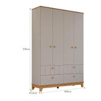 Guarda Roupa Infantil Biscoito 4 Portas E 4 Gavetas Fendi-nature - Permóbili Baby Fendi-nature - 2