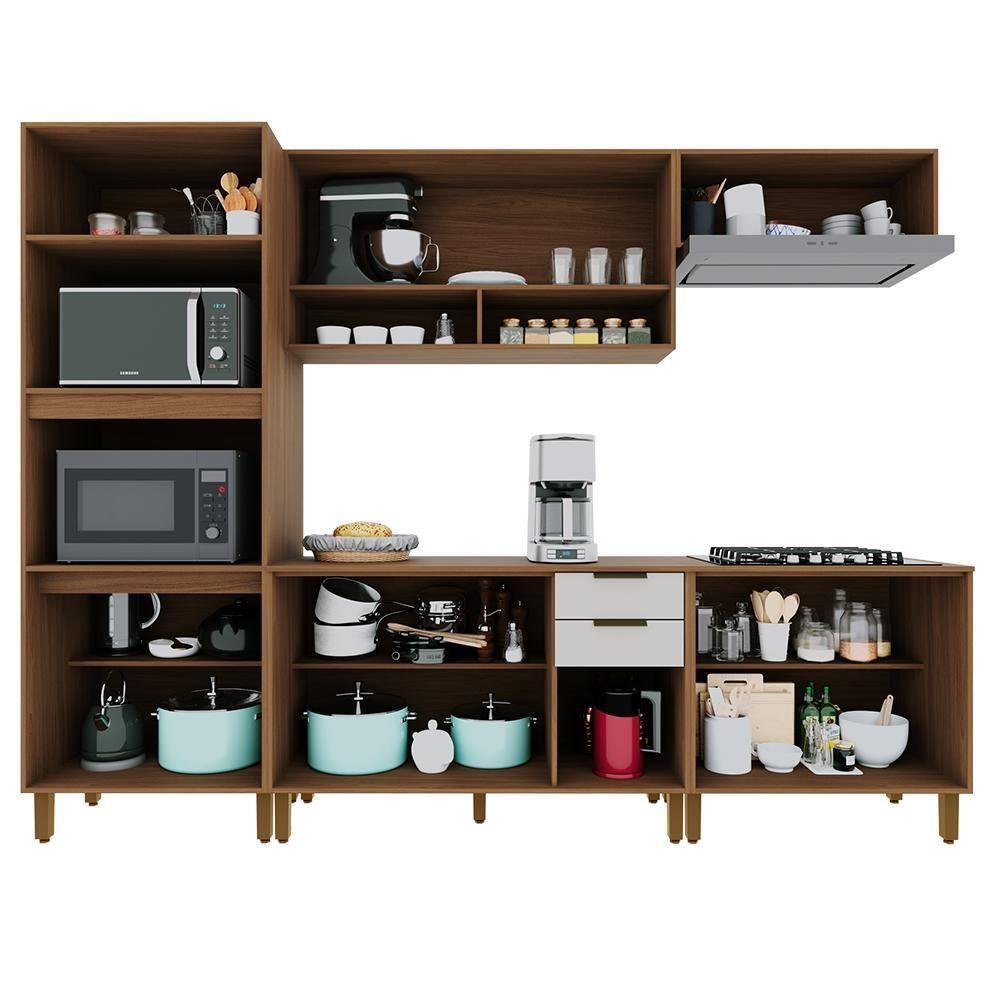 Cozinha Modulada Toronto 5 Peças Com Torre Quente 2 Fornos Freijó-off White - Indékes Freijó-off White - 3