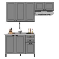 Cozinha Modulada Firenze 3 Peças Com Balcão 120cm Chumbo-titânio Sem Tampo - Indékes Chumbo-titânio - 1