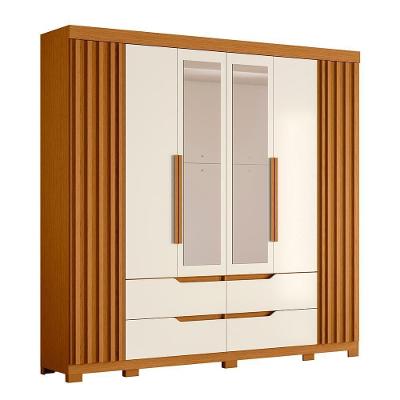Guarda Roupa Casal Doble 4 Portas Bater 4 Gavetas Cinamomo-Off White MDP