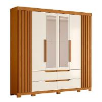 Guarda Roupa Casal Doble 4 Portas E 4 Gavetas Cinamomo-off White Com Espelho - Móveis Albatroz Cinamomo-off White - 1