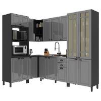 Cozinha Modulada De Canto Firenze 6 Peças Com Torre Quente 2 Fornos Chumbo-titânio - Indékes Chumbo-titânio - 1