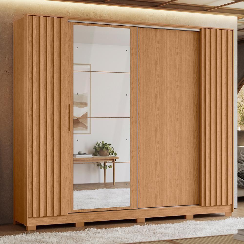 Guarda Roupa Casal Jacarandá 4 Portas Flex Freijó Com 4 Espelhos - Móveis Albatroz Freijó - 2