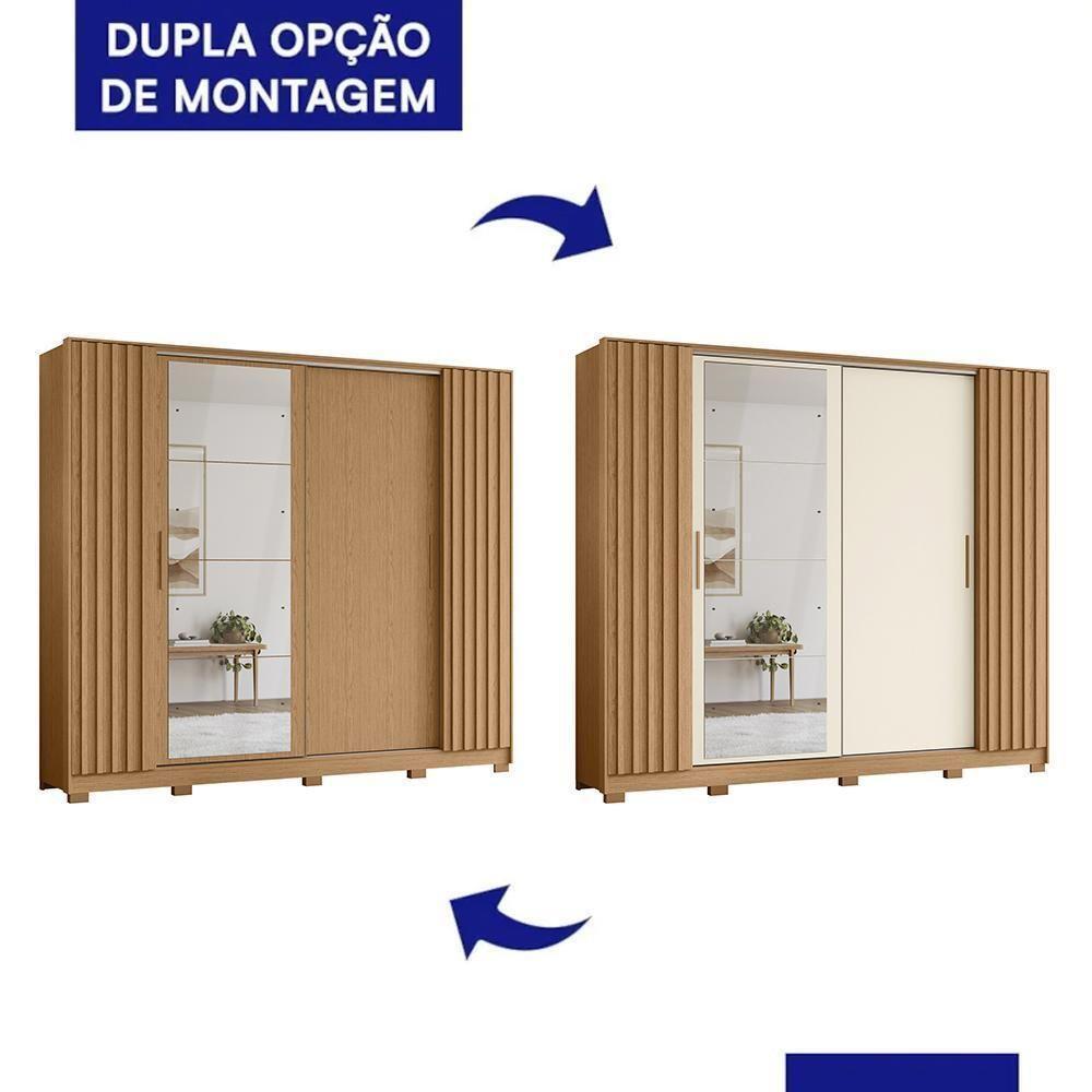 Guarda Roupa Casal Jacarandá 4 Portas Flex Freijó Com 4 Espelhos - Móveis Albatroz Freijó - 4