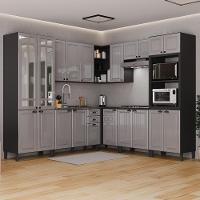 Cozinha Modulada De Canto Firenze 8 Peças Com Torre Quente 2 Fornos E Paneleiro Chumbo-titânio - Indékes Chumbo-titânio - 2