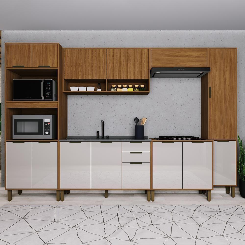 Cozinha Modulada Toronto 6 Peças Com Torre Quente 2 Fornos Freijó-off White - Indékes Freijó-off White - 2