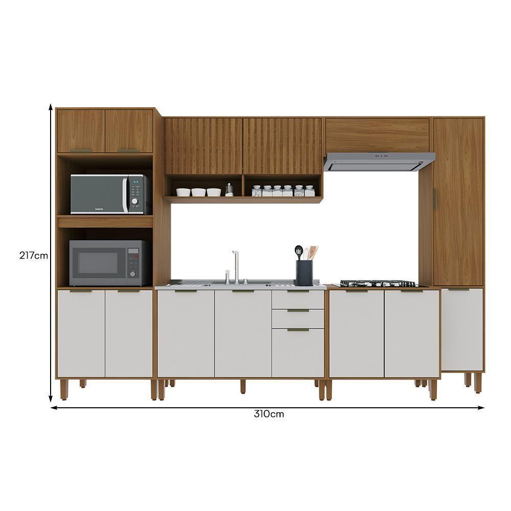 Cozinha Modulada Toronto 6 Peças Com Torre Quente 2 Fornos Freijó-off White - Indékes Freijó-off White - 4
