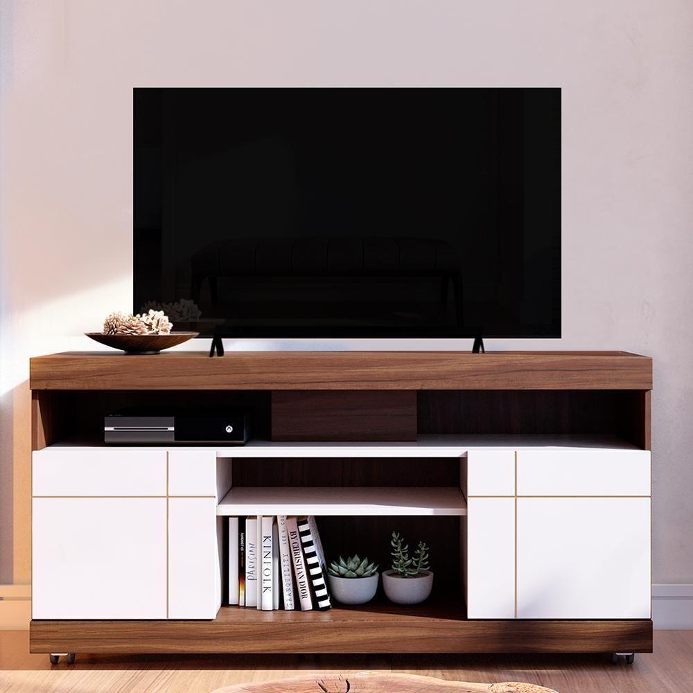 Rack Bancada Yara Nogueira Real-off White Para Tv Até 47? - Colibri Nogueira Real-off White - 2