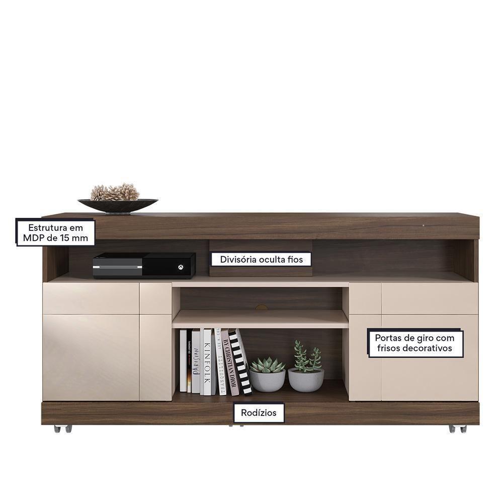 Rack Bancada Yara Nogueira Real-off White Para Tv Até 47? - Colibri Nogueira Real-off White - 3