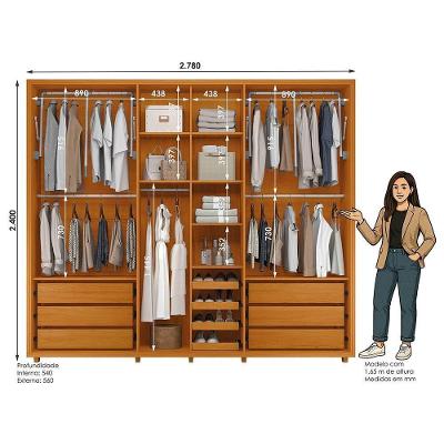Guarda Roupa Casal Volpi Ripado 6 Portas 6 Gavetas Cinamomo-off White