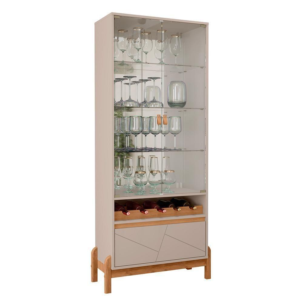 Cristaleira Bari 2 Portas E 1 Gaveta Com Adega Off White-cedro - Casa D Off White-cedro - 1