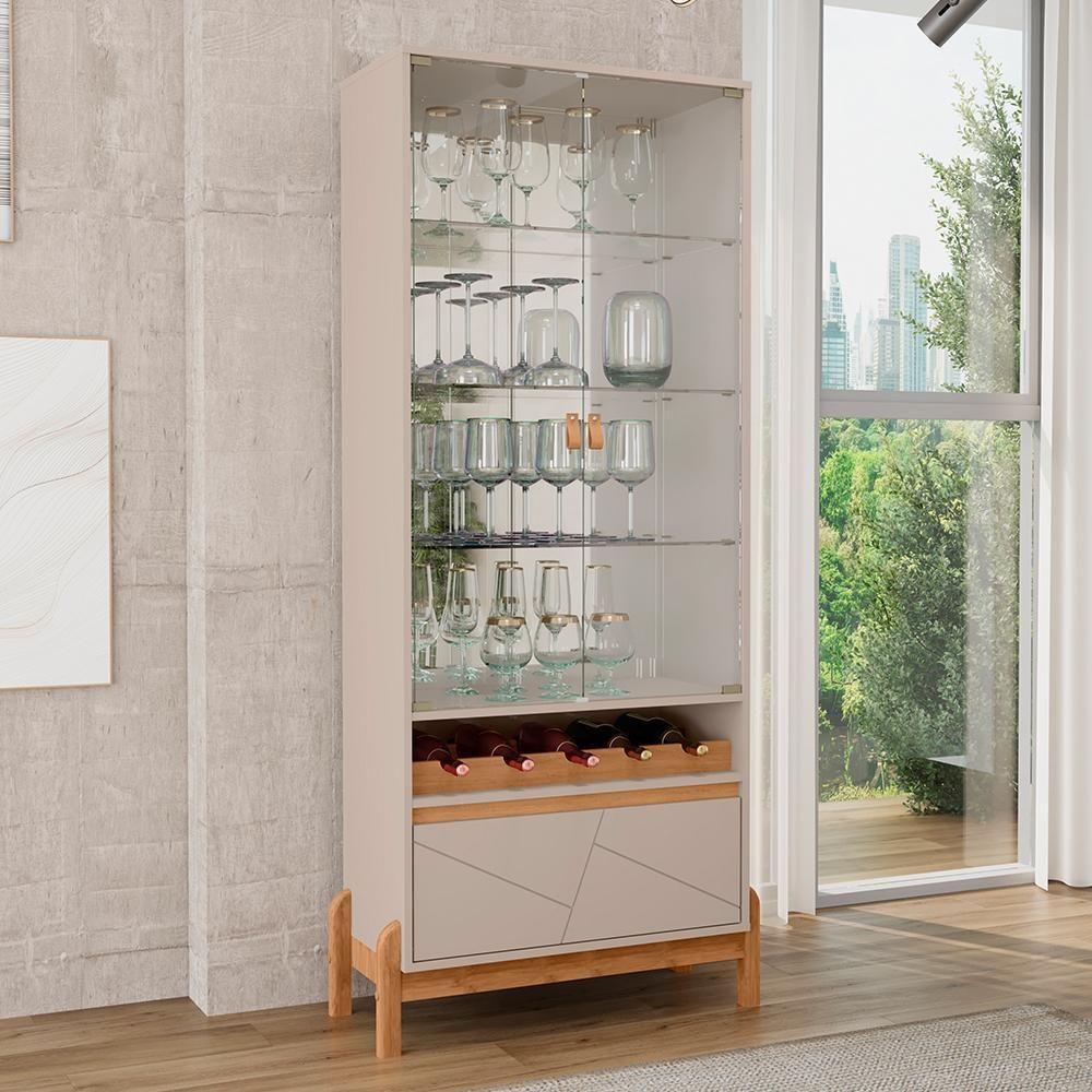 Cristaleira Bari 2 Portas E 1 Gaveta Com Adega Off White-cedro - Casa D Off White-cedro - 2