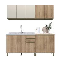 Cozinha Modulada Dinamarca 4 Peças Com Balcão 120cm Castani Sem Tampo - Indékes Castani - 1