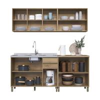 Cozinha Modulada Dinamarca 4 Peças Com Balcão 120cm Castani Sem Tampo - Indékes Castani - 3