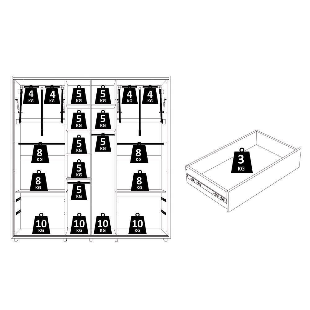 Guarda Roupa Casal Monet Ripado 2 Portas Deslizantes Cinamomo-off White Com Espelho - Madetec Cinamomo-off White - 2