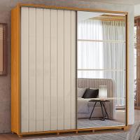 Guarda Roupa Casal Monet Ripado 2 Portas Deslizantes Cinamomo-off White Com Espelho - Madetec Cinamomo-off White - 3