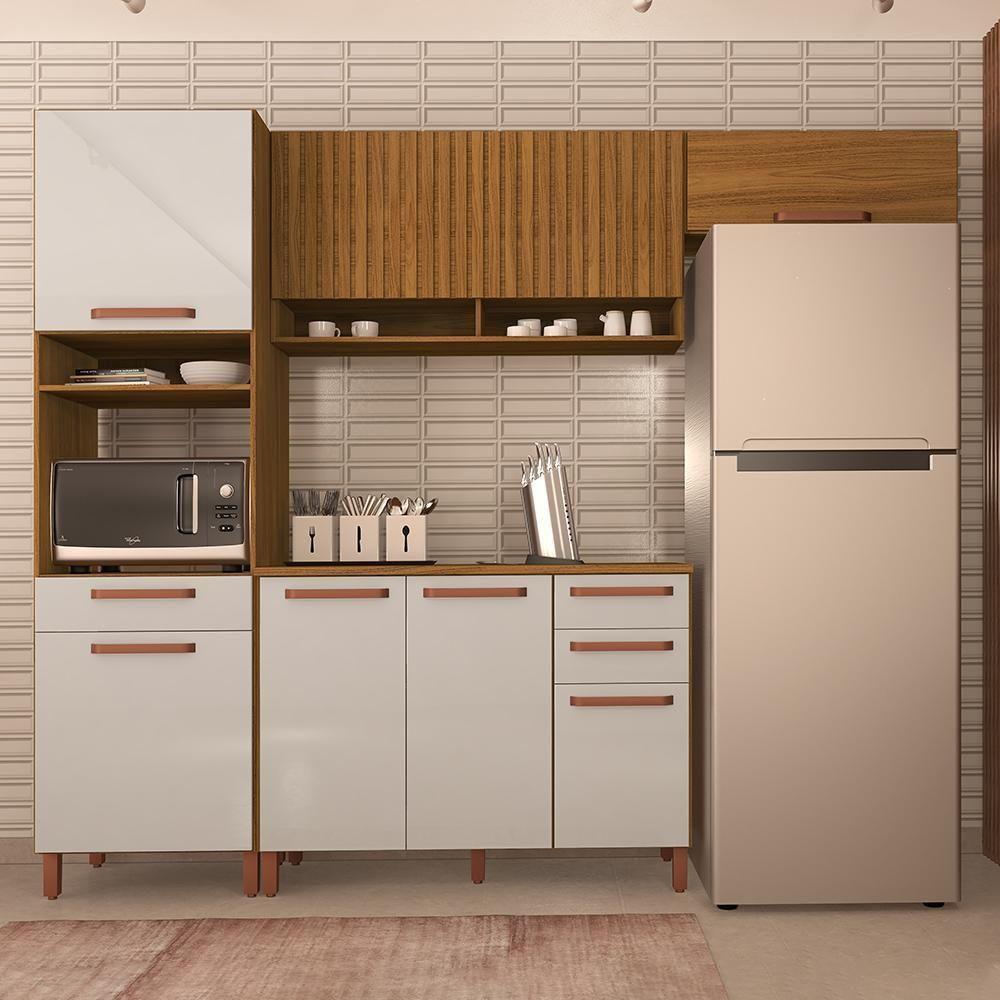 Cozinha Modulada Monza 4 Peças Com Torre Quente 1 Forno Freijó-off White - Indékes Freijó-off White - 2