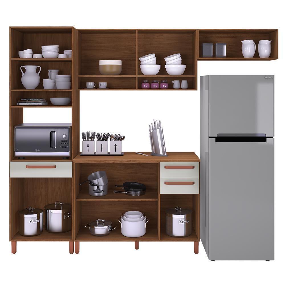 Cozinha Modulada Monza 4 Peças Com Torre Quente 1 Forno Freijó-off White - Indékes Freijó-off White - 3