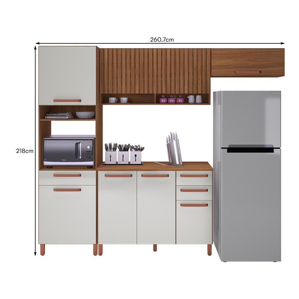 Cozinha Modulada Monza 4 Peças Com Torre Quente 1 Forno Freijó-off White - Indékes Freijó-off White - 4