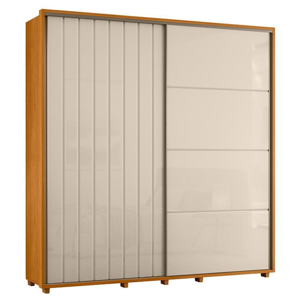 Guarda Roupa Casal Monet Ripado 2 Portas Deslizantes Cinamomo-off White - Madetec Cinamomo-off White - 1