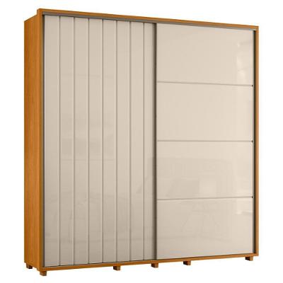 Guarda Roupa Casal Monet Ripado 2 Portas Deslizantes 4 Gavetas Cinamomo-off White