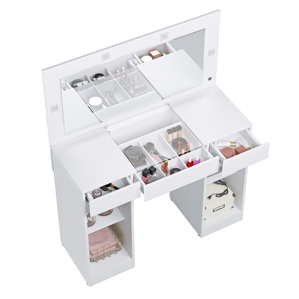 Penteadeira Camarim Studio 2 Portas E 3 Gavetas Branco - Móveis Albatroz Branco - 4