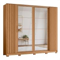 Guarda Roupa Casal Jacarandá 4 Portas Flex Freijó Com 8 Espelhos - Móveis Albatroz Freijó - 1