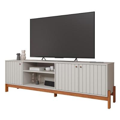 Rack Bancada Holanda 205cm Off White-cinamomo Para Tv Até 70? - Permóbili Off White-cinamomo
