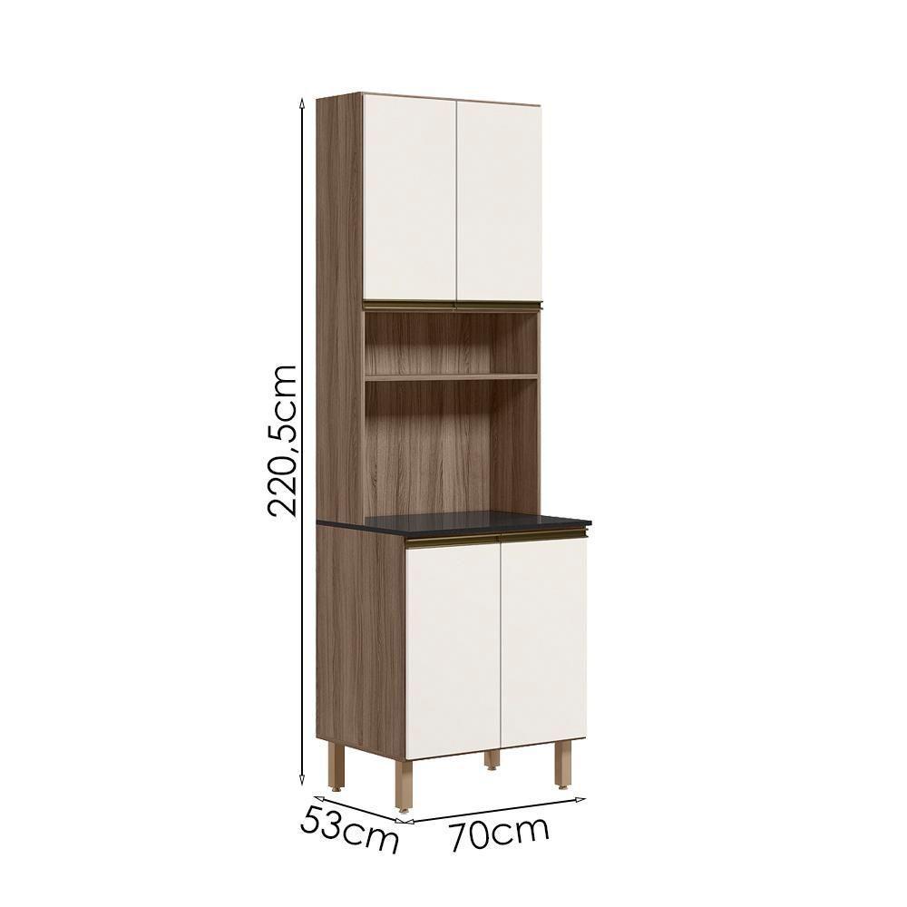 Paneleiro Duplo 4 Portas 70cm Mdf Kali 12230 Carvalho Toq Off White Cetim Nicioli Carvalho Toq Off White Cetim - 3