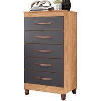 Cômoda Esmeralda 5 Gavetas Freijó-titanium - Móveis Albatroz Freijó-titanium - 1