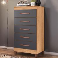 Cômoda Esmeralda 5 Gavetas Freijó-titanium - Móveis Albatroz Freijó-titanium - 2