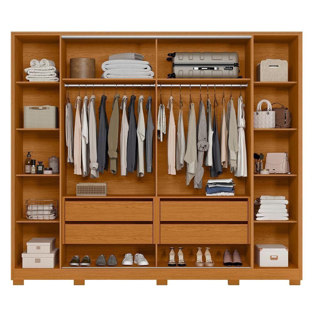 Guarda Roupa Casal Jacarandá 4 Portas Flex Cinamomo-off White Com 4 Espelhos - Móveis Albatroz Cinamomo-off White - 3
