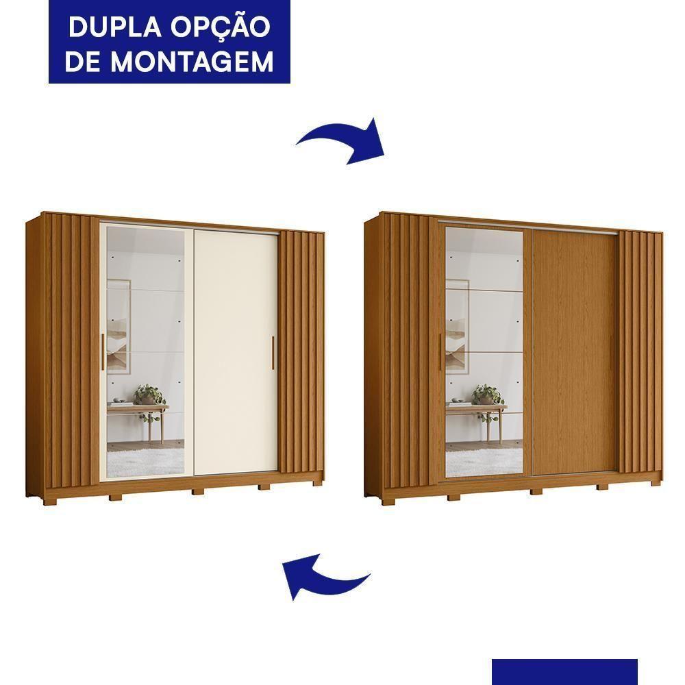 Guarda Roupa Casal Jacarandá 4 Portas Flex Cinamomo-off White Com 4 Espelhos - Móveis Albatroz Cinamomo-off White - 4