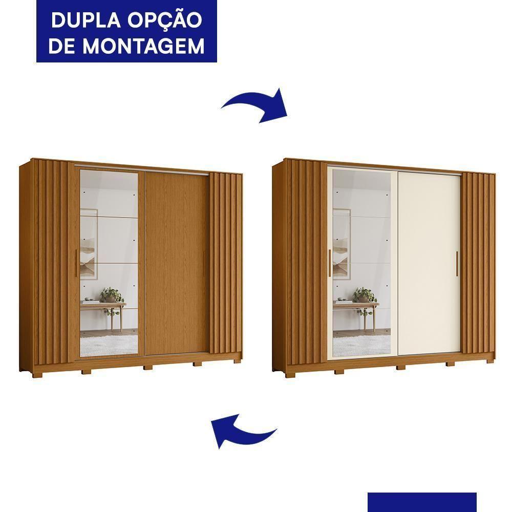 Guarda Roupa Casal Jacarandá 4 Portas Flex Cinamomo Com 4 Espelhos - Móveis Albatroz Cinamomo - 4