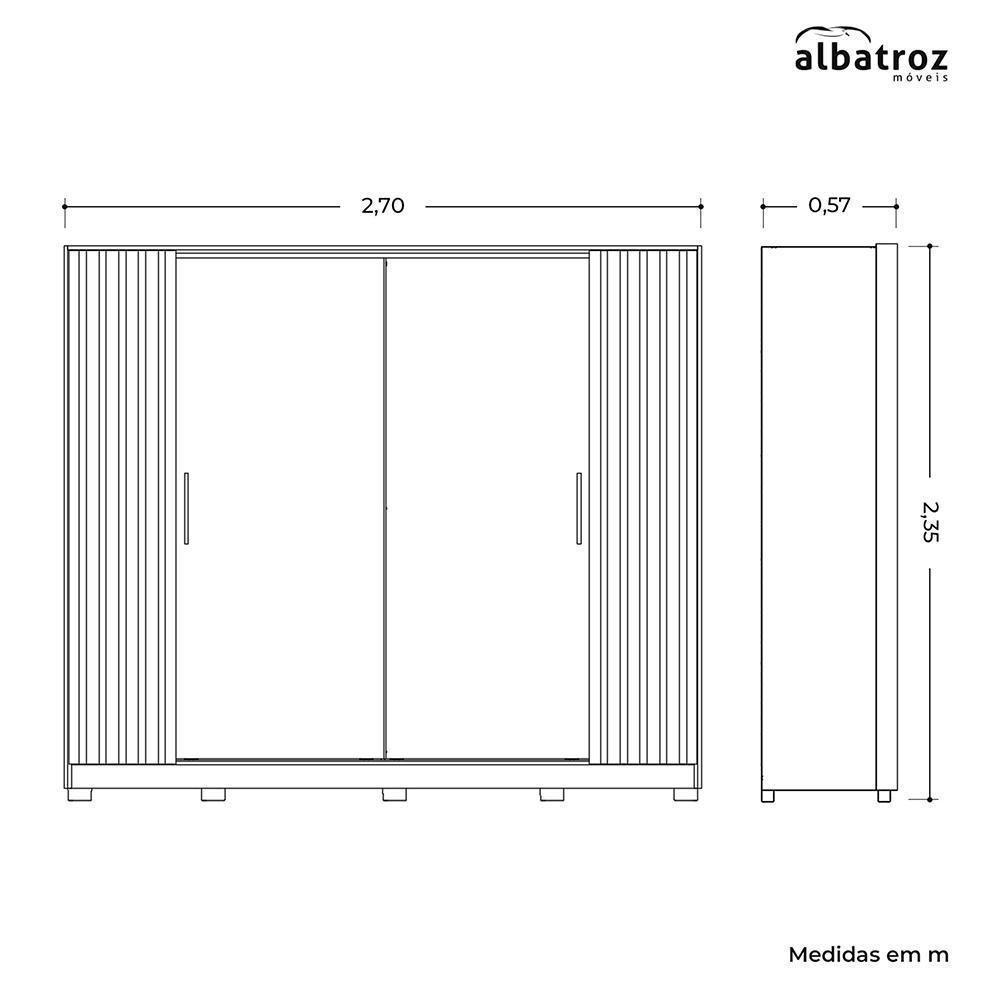 Guarda Roupa Casal Jacarandá 4 Portas Flex Cinamomo Com 4 Espelhos - Móveis Albatroz Cinamomo - 5
