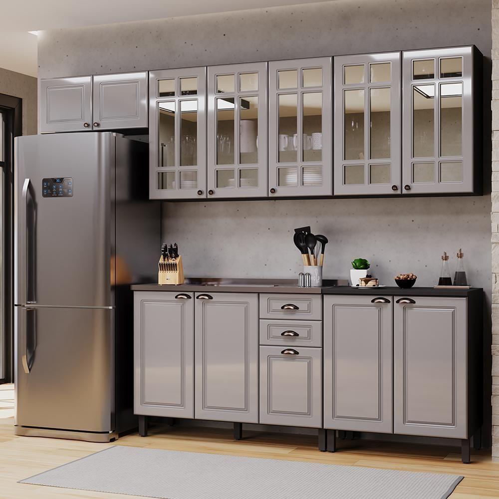 Cozinha Modulada Firenze 5 Peças Com Aéreo 120cm Chumbo-titânio - Indékes Chumbo-titânio - 2